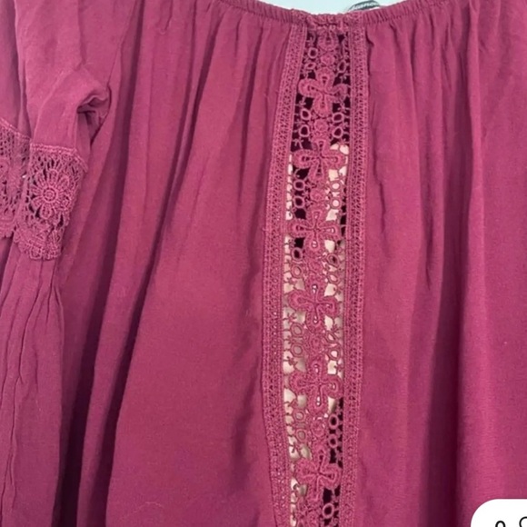 Ambiance Burgundy Smocked Embellished Blouse - Picture 6 of 8
